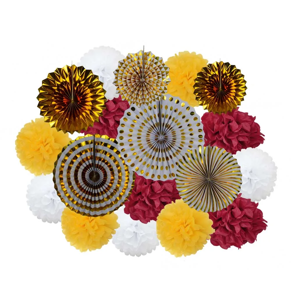 Gold Red Yellow Set Лидер продаж, 18 шт./компл., серебристо-синие бумажные украшения для маленьких девочек, крещение мальчика, декор Mi Primera Comunion, вечерние украшения - Цвет: Gold Red Yellow Set