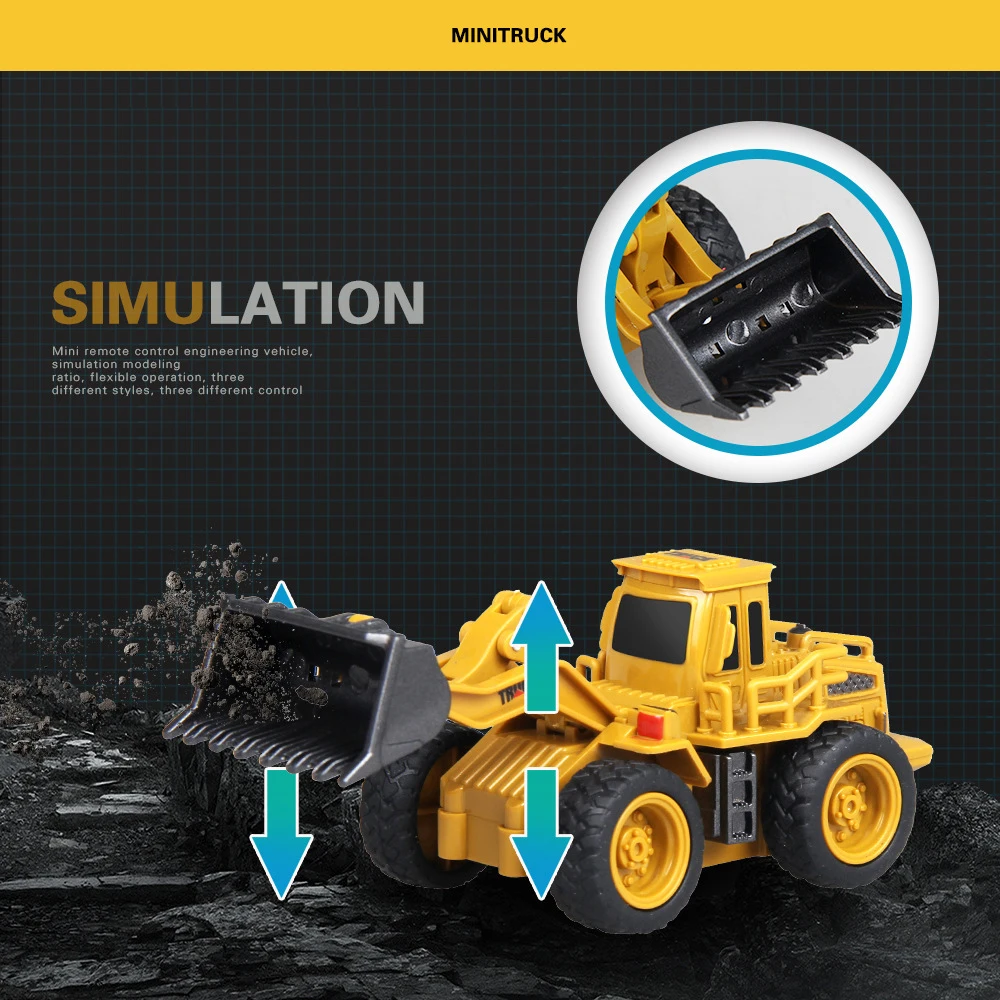 Модель мини-грузовика на радиоуправлении ГГц 1:18 трактор бульдозер экскаватор с