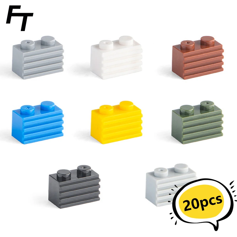 20pcs Bulk Small Particle 98283 MOC Building Block 1x2 Grooved Brick Accessories Building Block Castle Toys