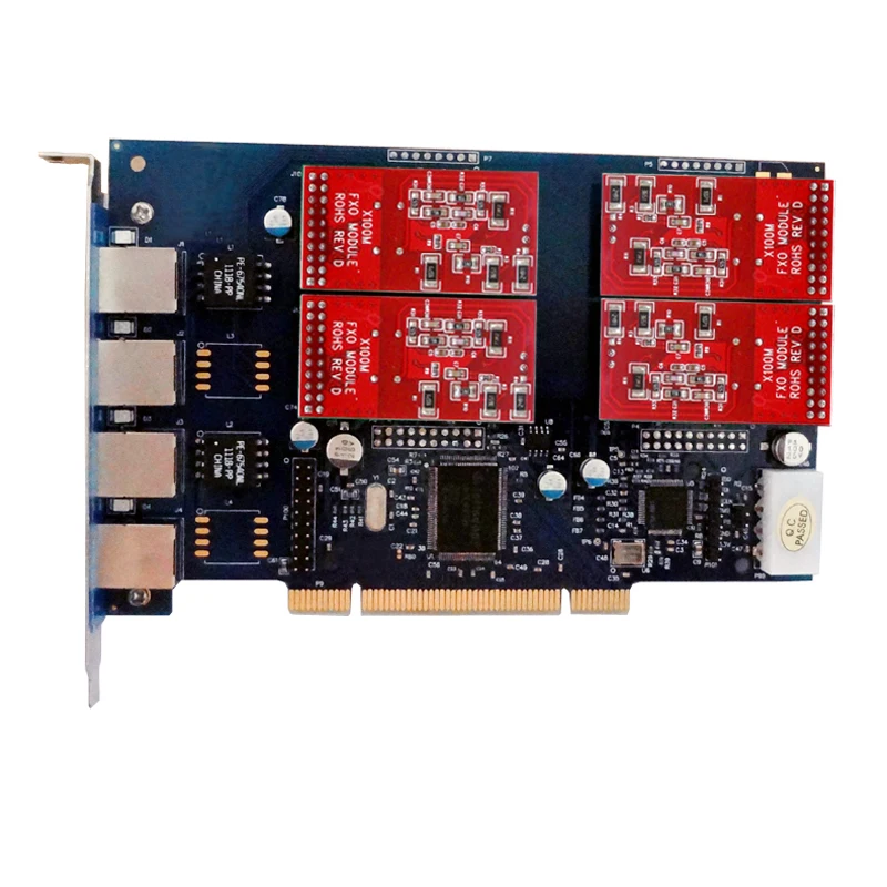 FXO card TDM410P с 4 модулями Digium Sangoma Card Asterisk Issabel FreePBX карта asterisk для голосовой