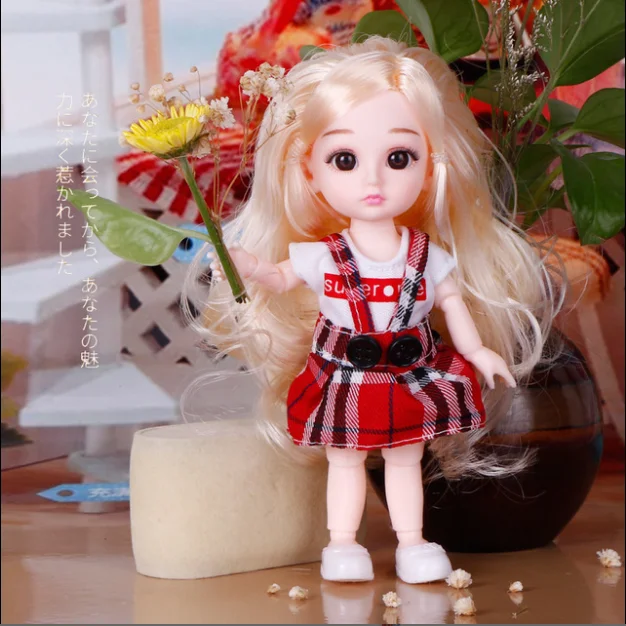 Barbi 16 см. BJD шарнирной куклы игрушки Подвижные с 3D большие глаза длинные волосы