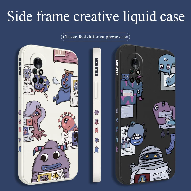 

Purple Monster Phone Case For Huawei Nova8 8Pro 8SE Nova 7 7Pro 7SE 6 6se 5 5Pro 5Z 5I 5Ipro 5T 4 4E Liquid Silicone Cover