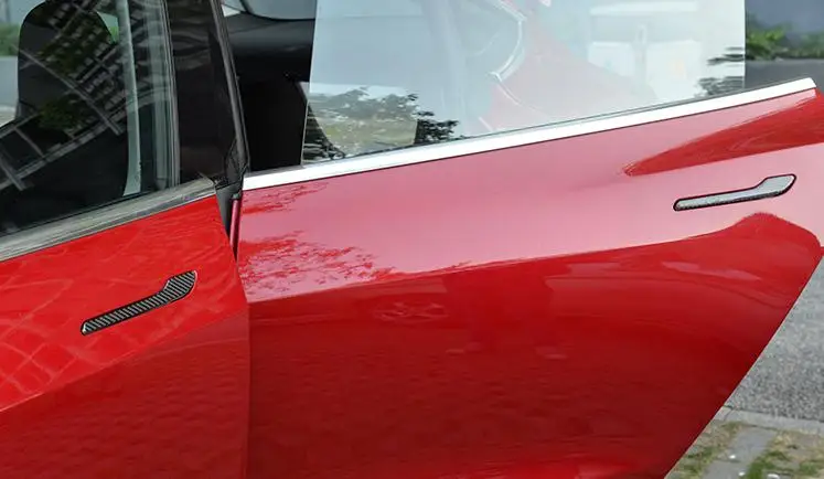 

Carbon Fiber For Tesla Model 3 Door Handle Wrap Set Colored Protector Stickers Door Handle Carbon Fiber Decal (4 pieces)