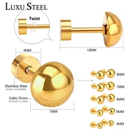 luxusteel earrings for men stainless steel semicircle geometry screw stud earrings stainless steel anti allergy party collier