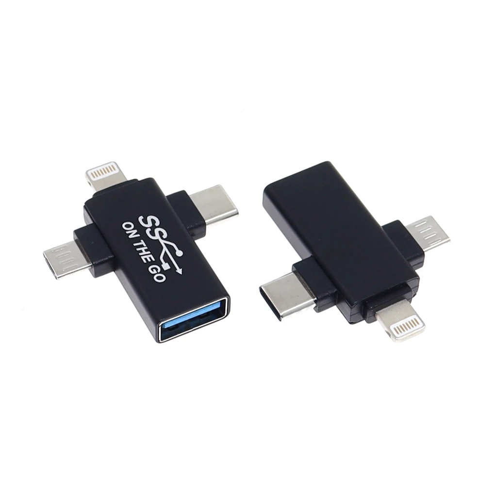 

3 in 1 OTG Adapter Type C Micro USB Lightning 3.0 OTG Adapter USB 3.0 Data Transmit Converter for Tablet Hard Disk Drive iPhone