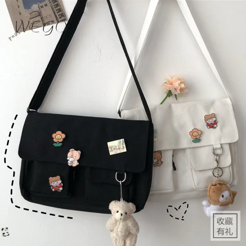

Women Simple Crossbody Money Bag Cute Casual Satchel Girls Shoulder Pouch Women Sweet Printed Canvas School Bag