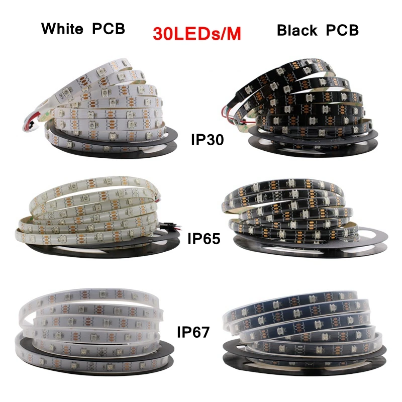 Светодиодная лента WS2812B SMD5050 5 в пост. Тока 1/3/4/5 м 30/60/144 светодиодов/м|Светодиодные