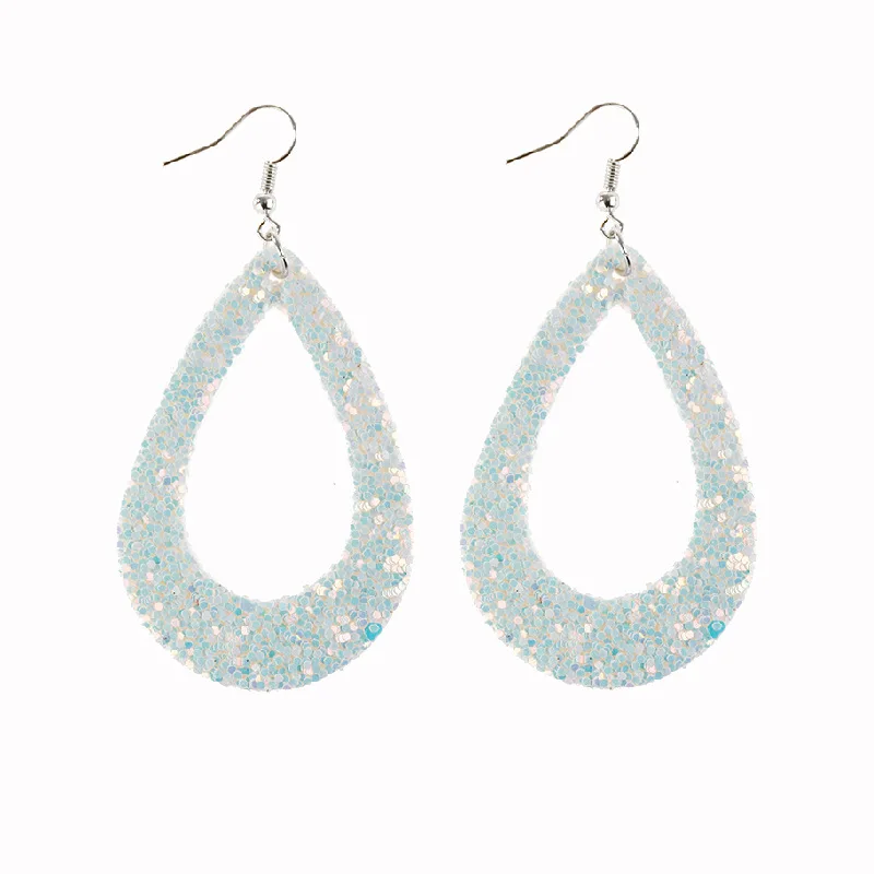 Двухсторонние серьги из искусственной кожи для женщин блестящие полые капли