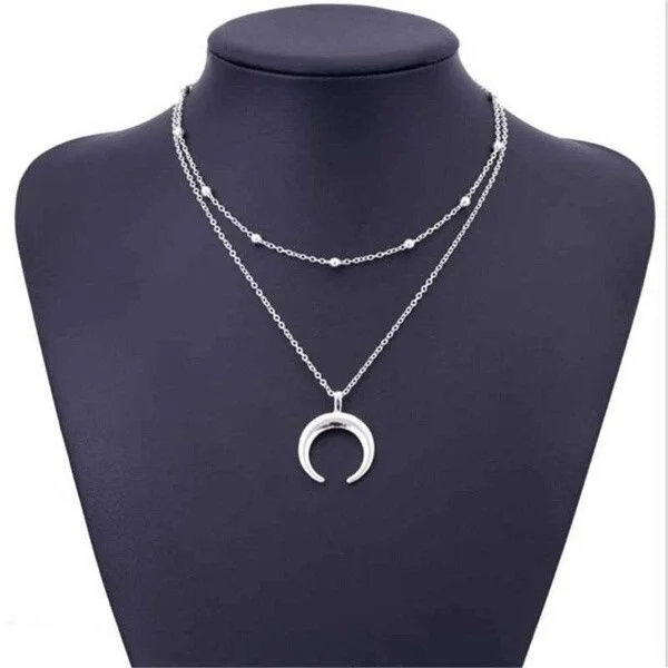 Богемские ожерелья двухслойная Женская цепочка на ключицы луна кулон чокер