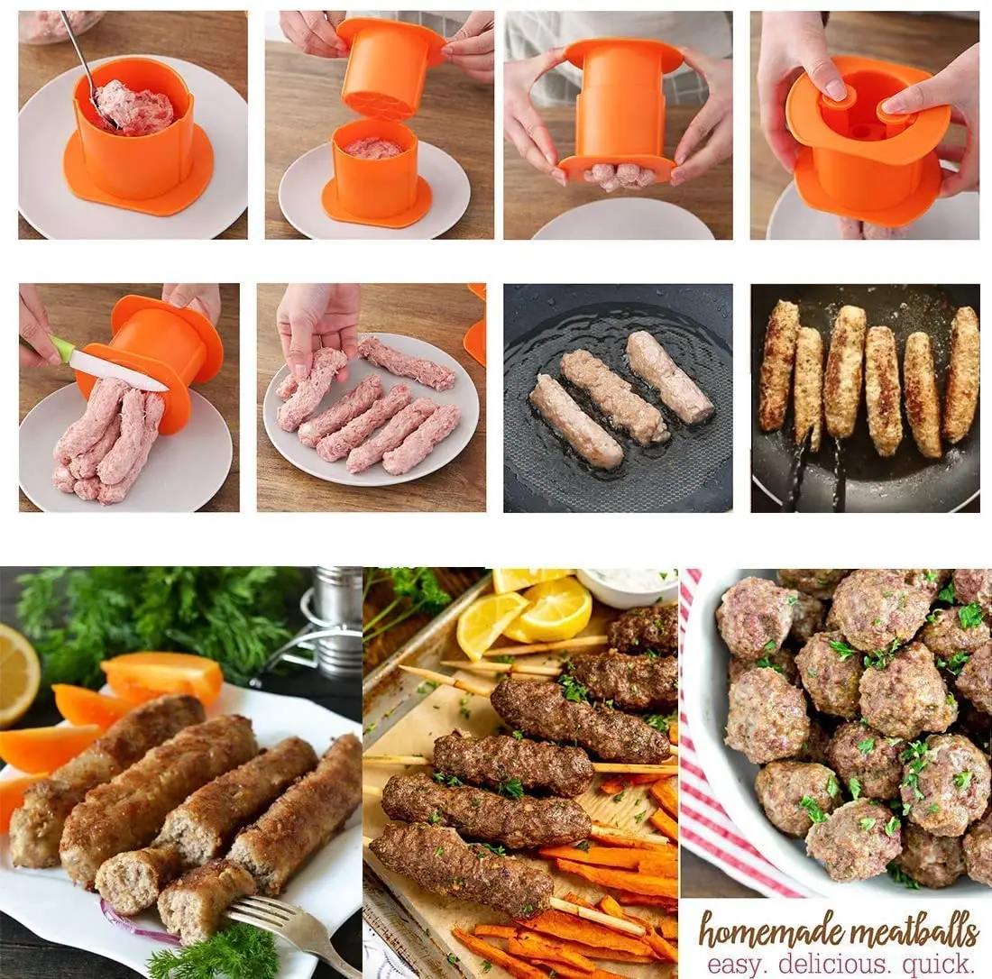 Sausage Maker 7 Sausages in One Press Manual Hot Dog Non Stick Household Barbecue Grilling Molds - BBQ Grill Accessories | Дом и сад