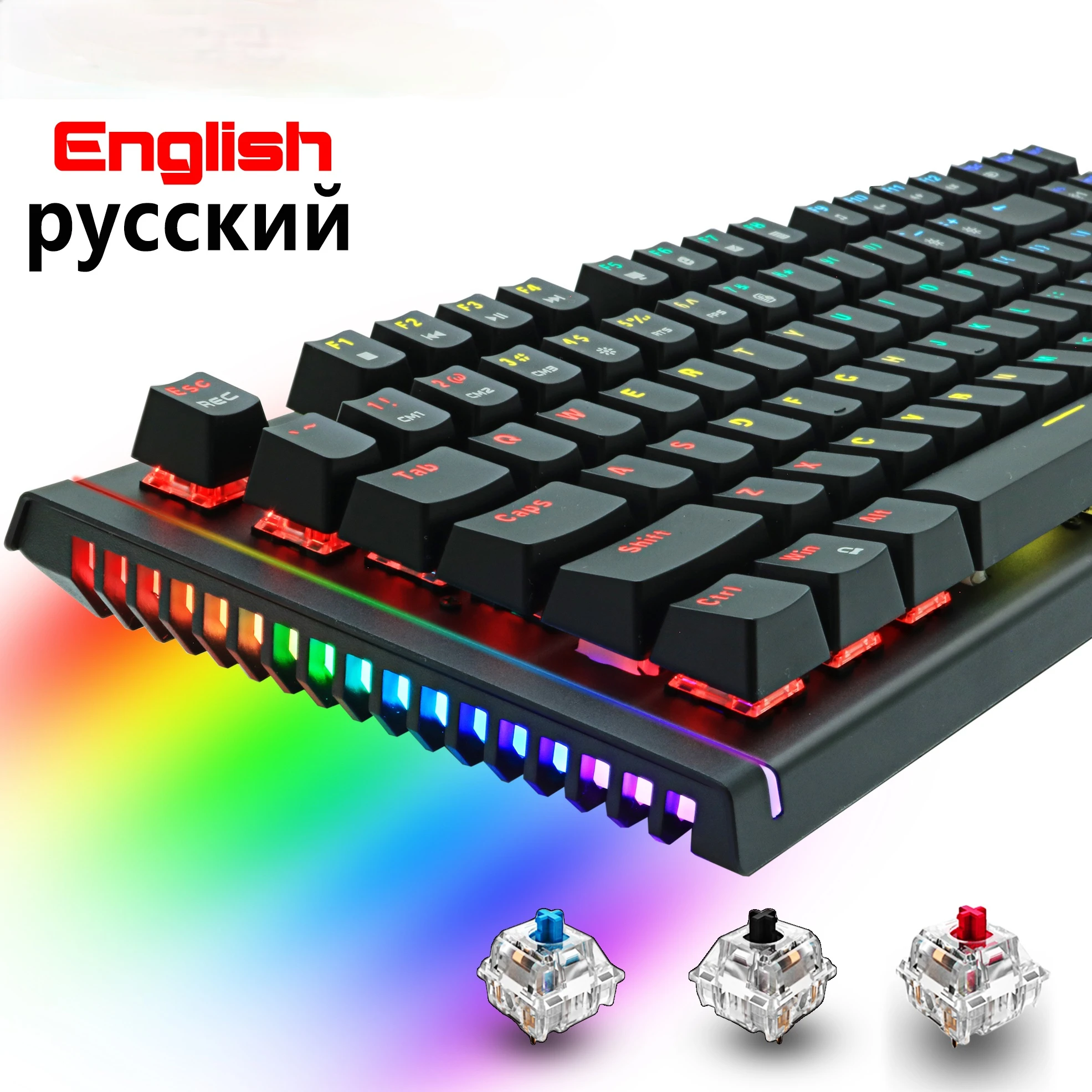 

Mechanical Keyboard Wired Gaming Keyboard RGB Mix Backlit 87 104 Anti-ghosting Blue Red Switch For Game Laptop PC Russian US