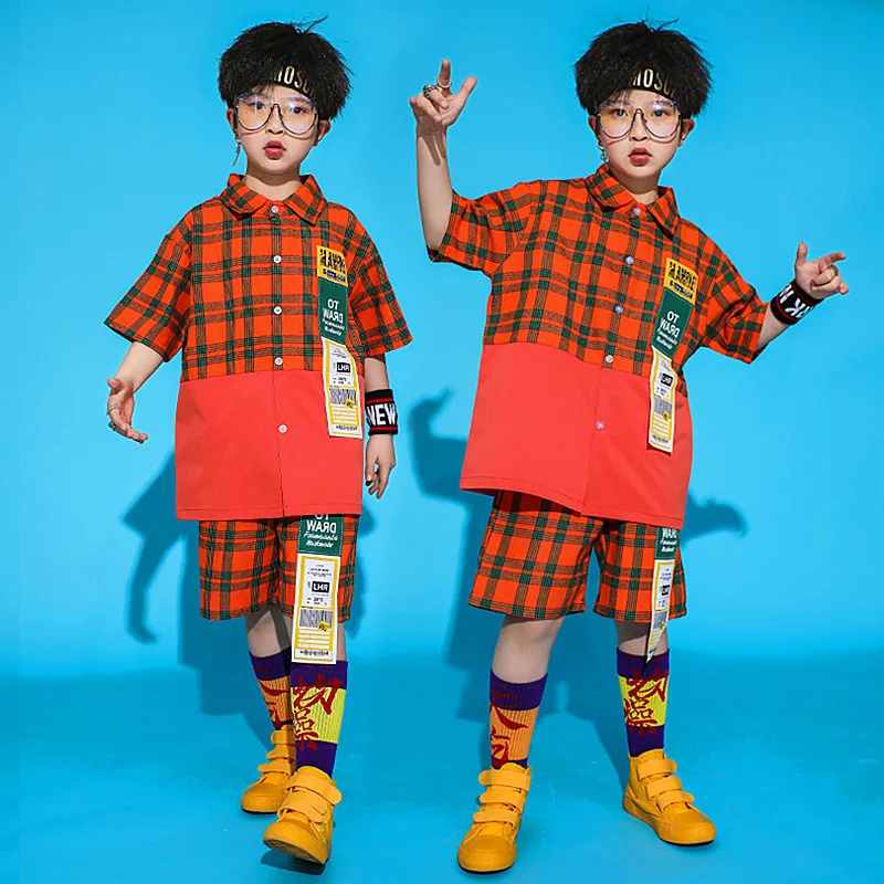 

Костюм джазовый для мальчиков и девочек, Детский костюм в стиле хип-хоп, топ и брюки для танцев, одежда для сцены