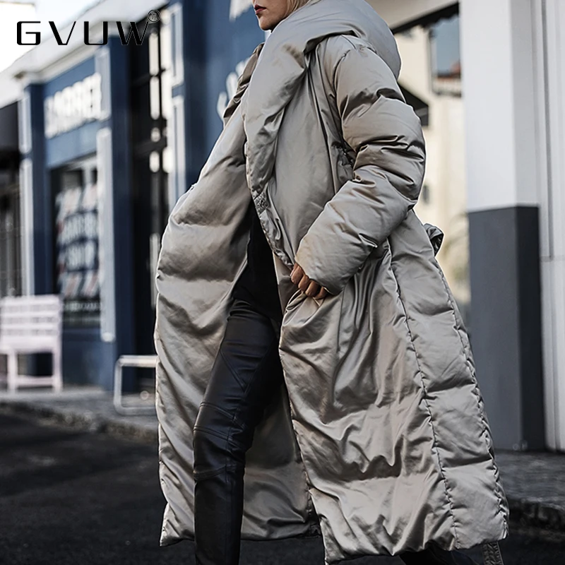 

Новинка 2021, теплая длинная пуховая парка GVUW, женская зимняя куртка, Свободное пальто с длинным рукавом, водонепроницаемая и ветрозащитная к...