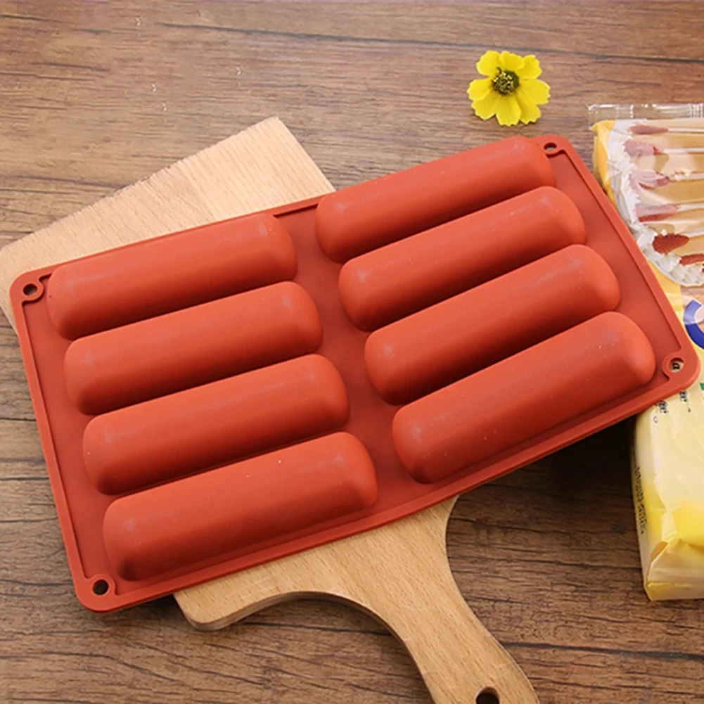 

Cake Tools Silicone Classic Collection Shapes Non Stick 8 Forms Eclair Cake Baking Mold CF-230