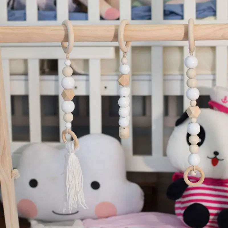 3 шт./компл. детские деревянные зубчатые бусины Натяжное кольцо для новорожденных