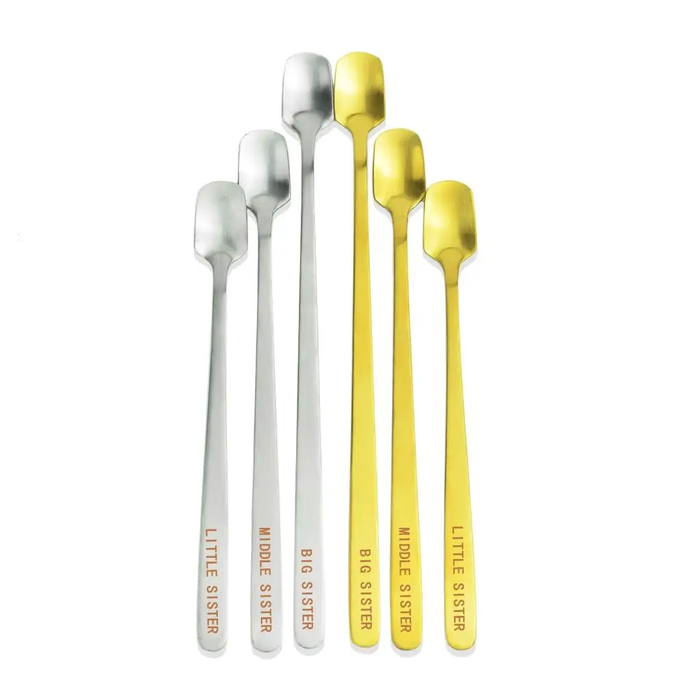 Ложка микс для чая и кофе десертная ложка с длинной ручкой надписью Sister чайная из