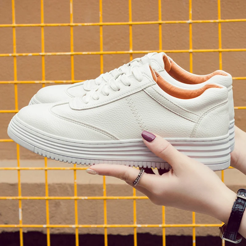 Женская однотонная Вулканизированная прогулочная Обувь На Шнуровке