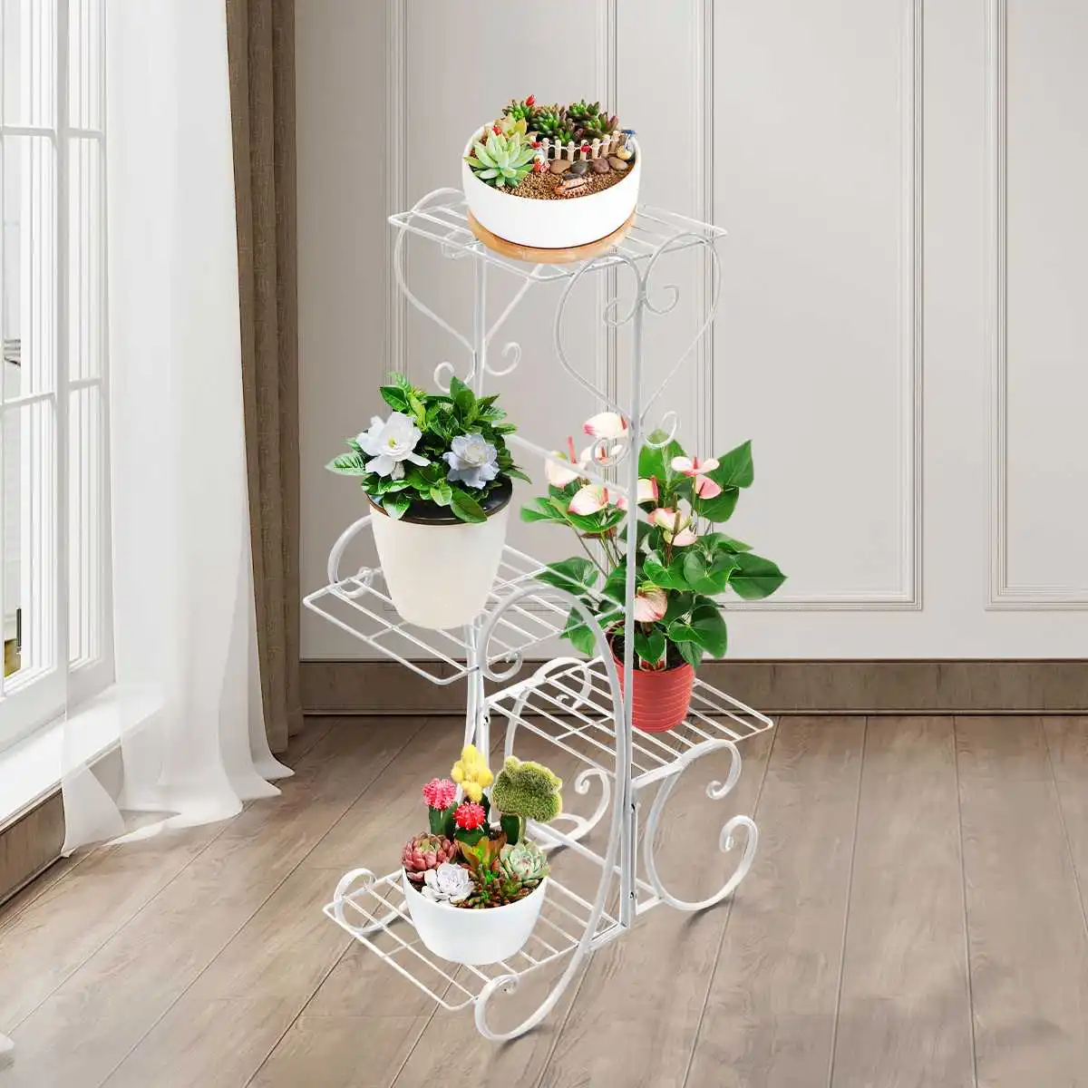 4 tier 4 potted plant stand multiple flower pot holder shelves planter rack storage organizer display for indoor garden balcony free global shipping