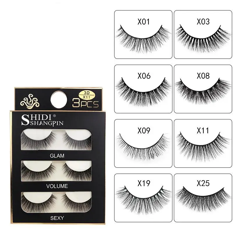 3D норковые Накладные ресницы ручной работы натуральные перекрестные 3 пары в
