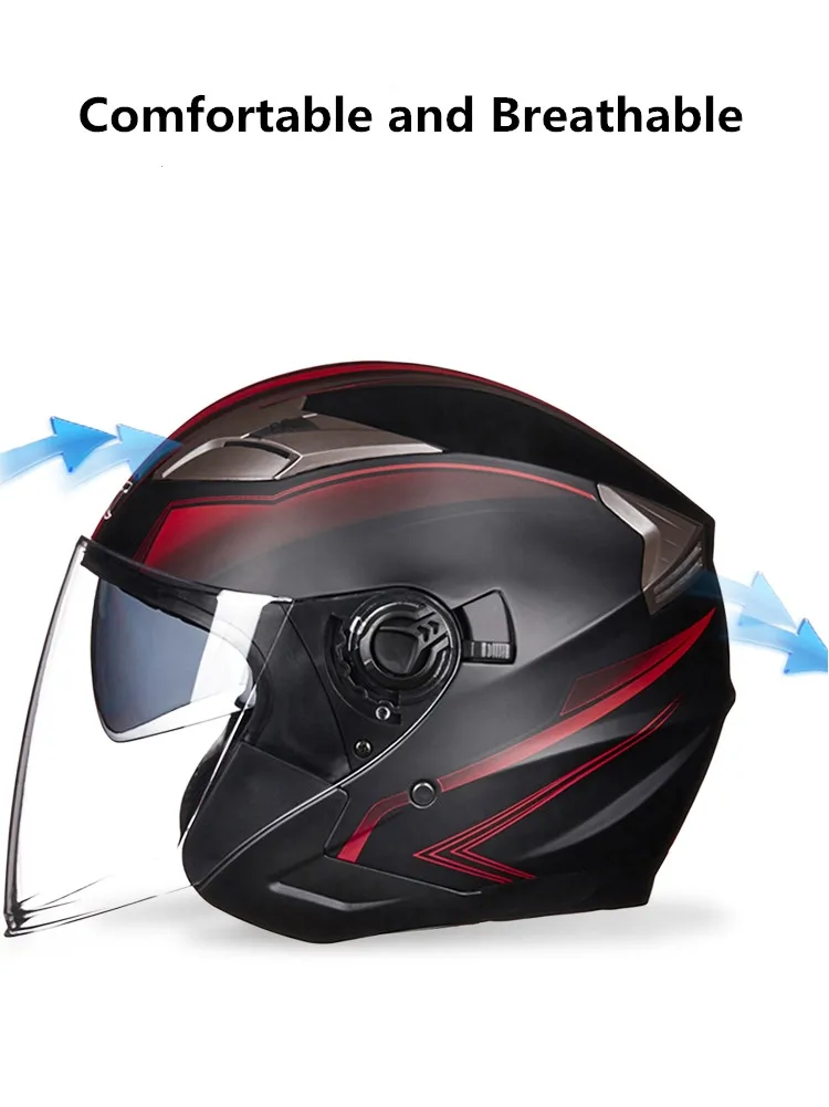 Мотоциклетный шлем GXT для мужчин и женщин защитный с двойными линзами на пол-лица