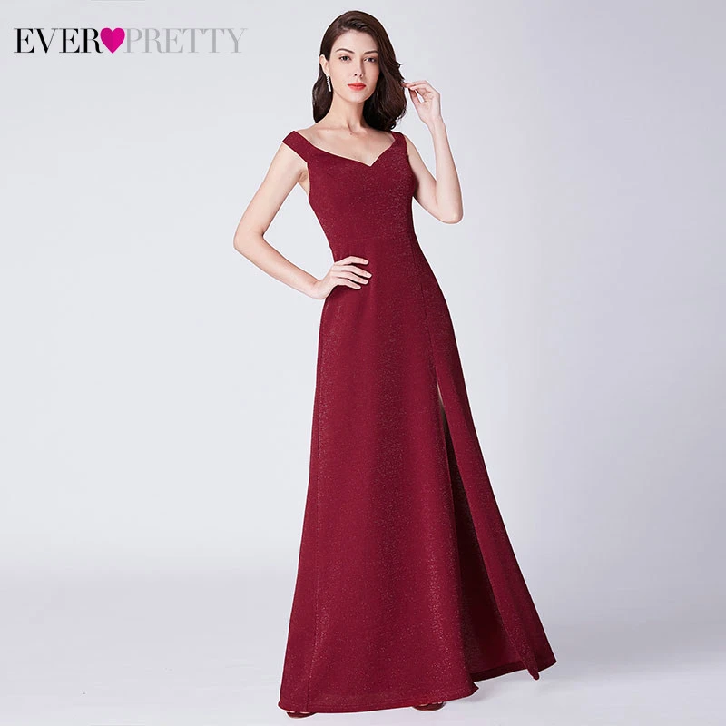 Простые платья для выпускного вечера Ever Pretty EP07415 А-силуэт v-образный вырез безрукавный с Боковым Разрезом Элегантные Длинные Вечерние Платья Vestidos Largos