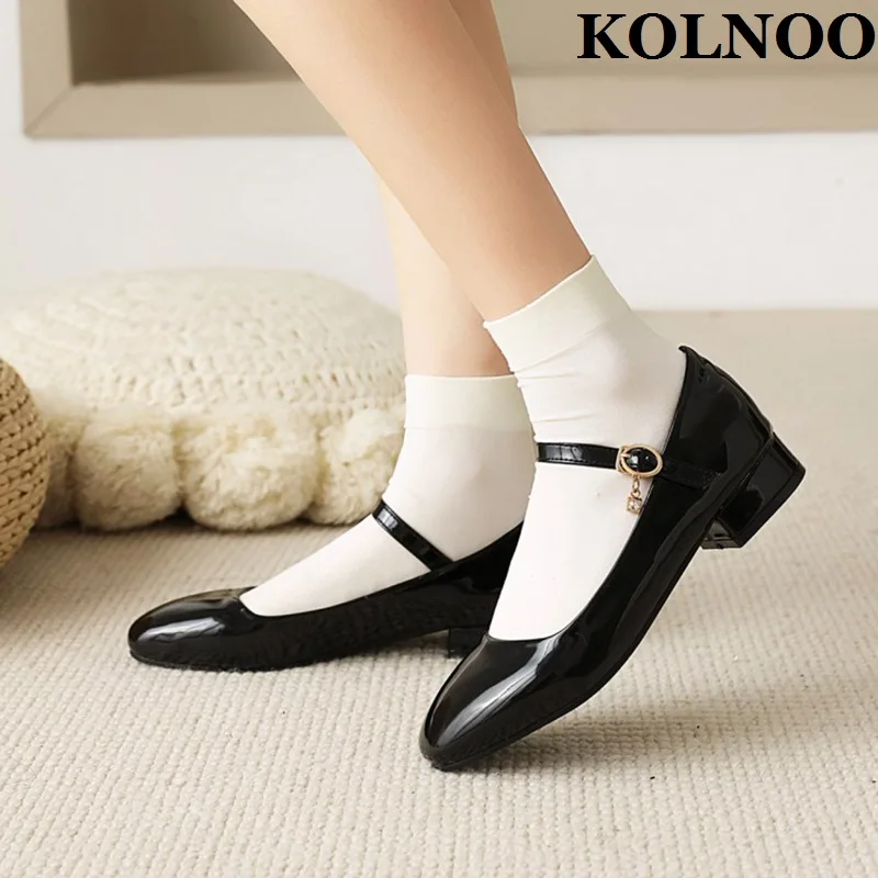 

Kolnoo New Simple 2022 Handmade Ladies Pumps Patent Leather Mary Janes Daily Wear Party Dress Shoes Evening Fashion Court Shoes