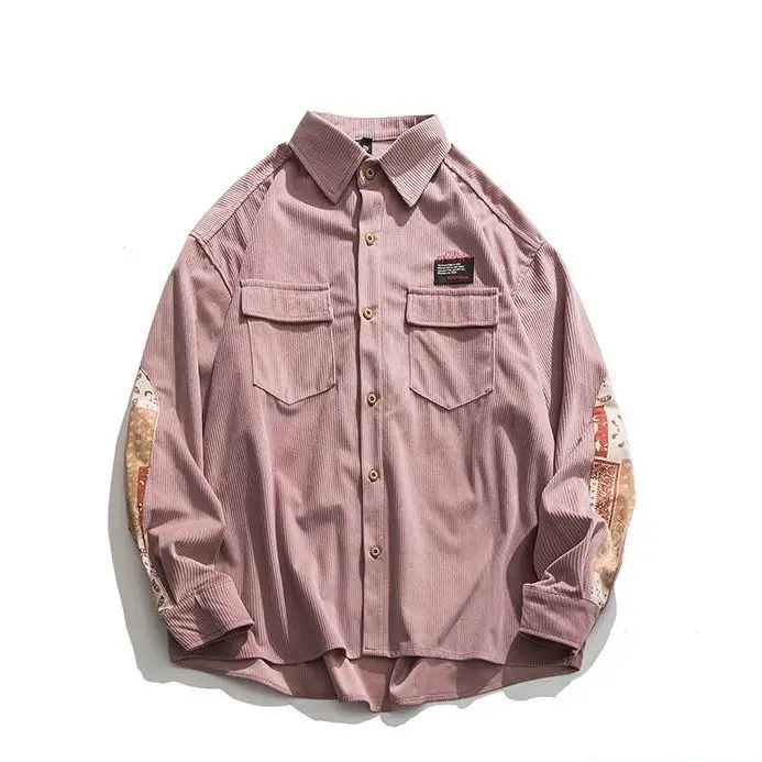 Men Shirt  Loose Tops Tee Oversize Shirt Streetwear Thick Shirts Long Sleeve Male Corduroy jacket Outwear Spring Autumn Clothes