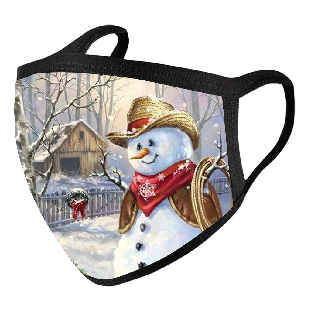 

10PC Disposable Unisex Printed Christmas Soft Masks For Adults 3-layer Masks Breathable Haze Proof Protective Mouth Face Masque
