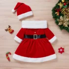 Рождественское платье для детей, наряд Санта Клауса для маленьких девочек, зимнее, Осеннее, меховое платье принцессы с длинным рукавом и поясом, подарок на Рождество для детей