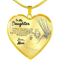 lettering love heart necklace pendant to my daughter love dad fashion inspirational love good luck necklace for daughter girls