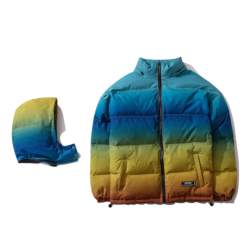 Градиентная пуховая парка для мужчин зимняя куртка со съемным капюшоном мужская