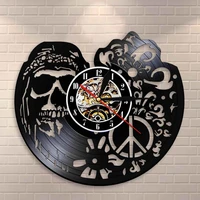 gothic skull vinyl record wall clock halloween living room wall decor american hipper skull with followers wall art wall clock