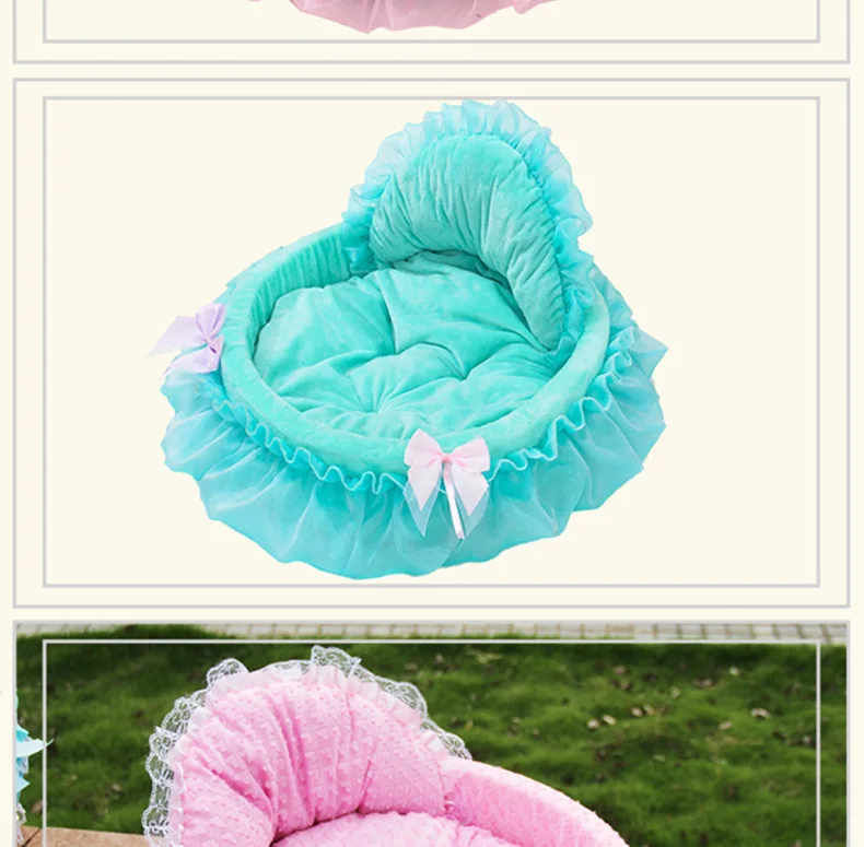 Sweet Lace Princess Dog Bed Cat Nest Puppy Soft Puppy Teddy Pet Bed Suitable for Small and Medium Dogs and Cats Sofa Kennel