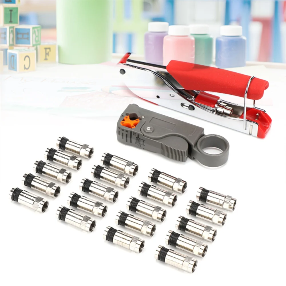

Coaxial Cable Pliers Stripper Pliers Set Of Net Cable Pliers Tool With 20 Blue Plugs