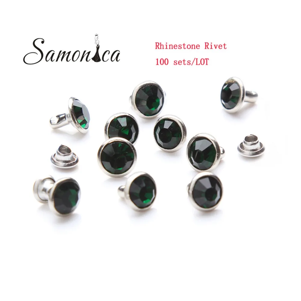 100 набор 6 мм изумрудные медные Шипы и шпильки хрустальные стразы заклепки для