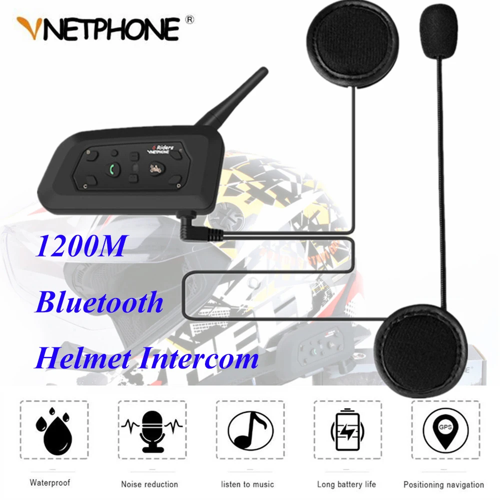 Pro мотоциклетный шлем Интерком 2 шт Bluetooth шлем гарнитуры для 6 гонщиков 1200 м беспроводной Intercomunicador водонепроницаемый домофон