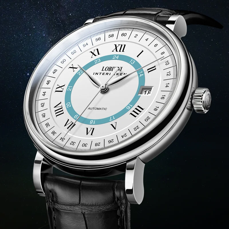 

Швейцарский роскошный бренд LOBINNI Seagull ST16 автоматические механические мужские часы Sapphire 50M водонепроницаемые часы с кожаным ремешком L15006
