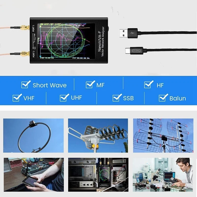 NanoVNA-F вектор сетевой анализатор 50 кГц-1 5 ГГц 4 3 дюймов коротковолновое MF HF VHF UHF