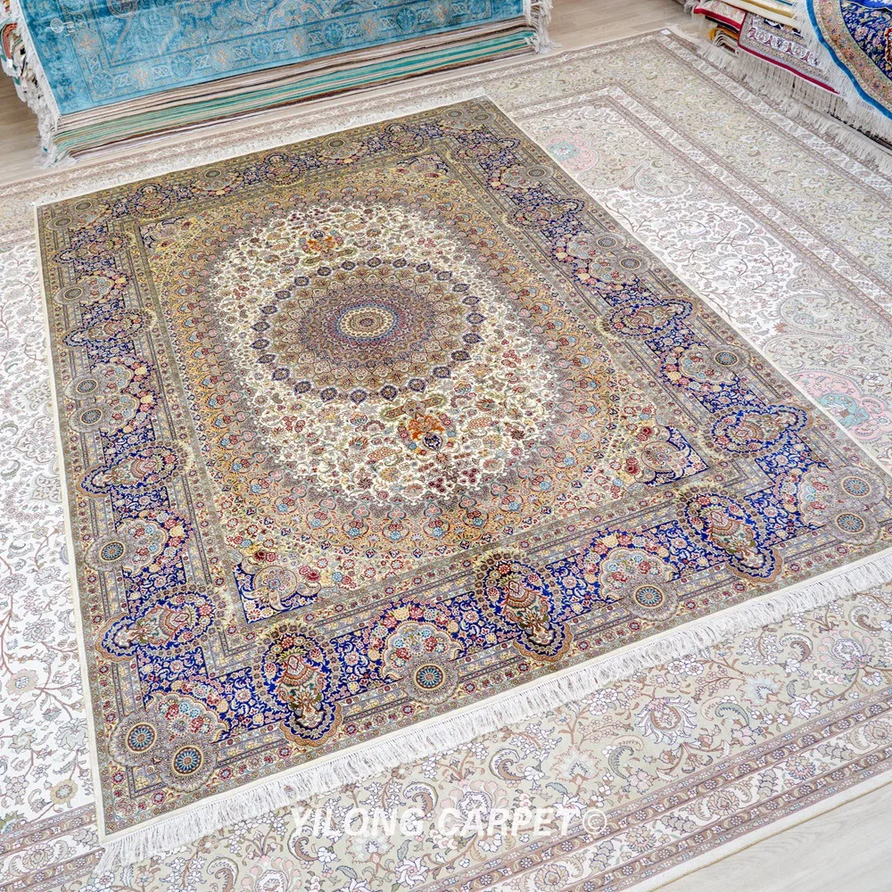 Goedkoop Yilong 8 'X 11' Vantage Klassieke Kleed Grote Antieke Medaillon Kashmiri Handgemaakte Tapijt (TJ181A)