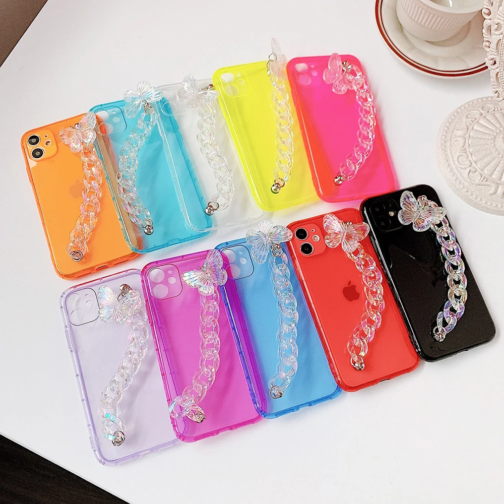 

Butterfly Bracelet wristband Case for Iphone 13 Pro XR X XS Max 8 7 Plus SE 2020 Shockproof Phone Cases for Iphone 11 12 Pro Max