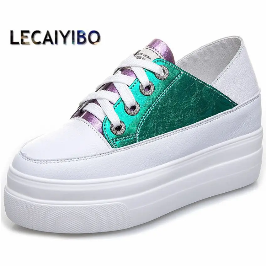 

Женские ботинки из коровьей кожи, на шнуровке, на платформе