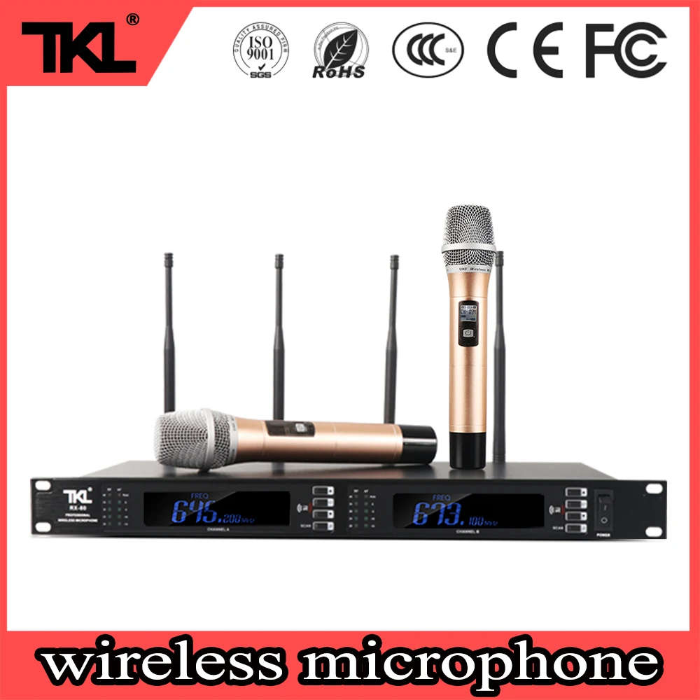 Профессиональный Сценический телефон TKL двухканальный беспроводной микрофон UHF