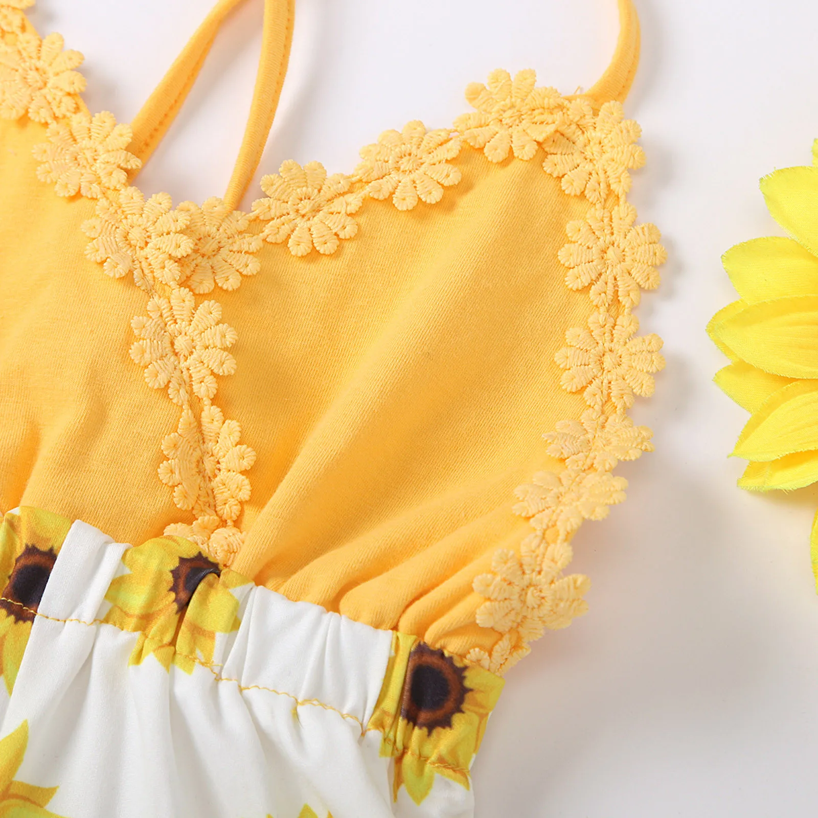 

Baby Girls Clothes Ropa Bebe Summer Infant Sunflower Flower Sling Jumpsuit Newborn Outfits Pour Enfants