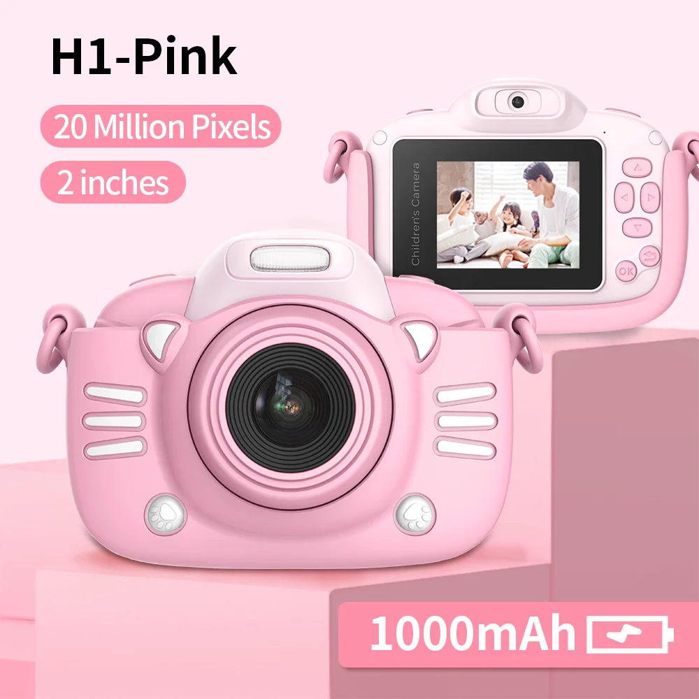 Детская цифровая камера 30MP 2,4 дюймовый ips экран 1080P HD видео селфи мини SLR детская игрушка камера для рождественских подарков Minibear - Цвет: H1-Pink