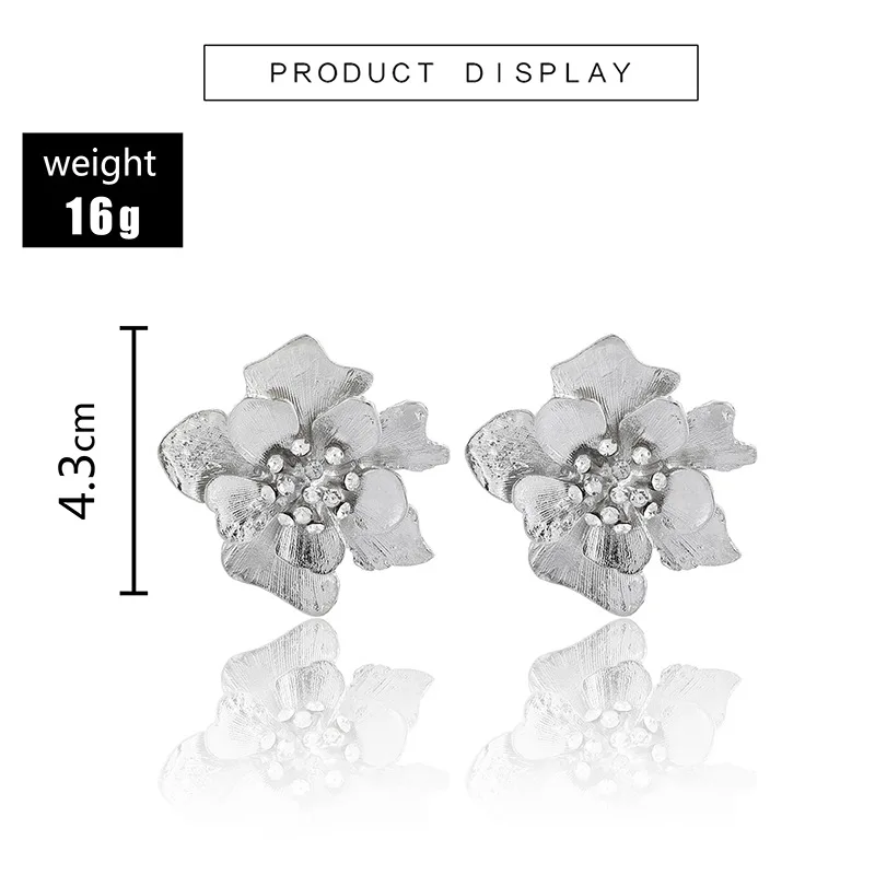 Женские серьги-гвоздики с двумя цветами милые металлические в виде цветка летние