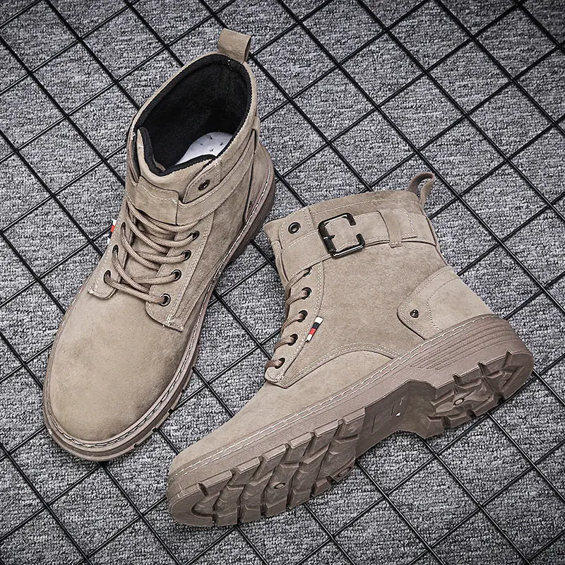 Черные ботильоны с металлической пряжкой на ремешке Мужская зимняя высокая