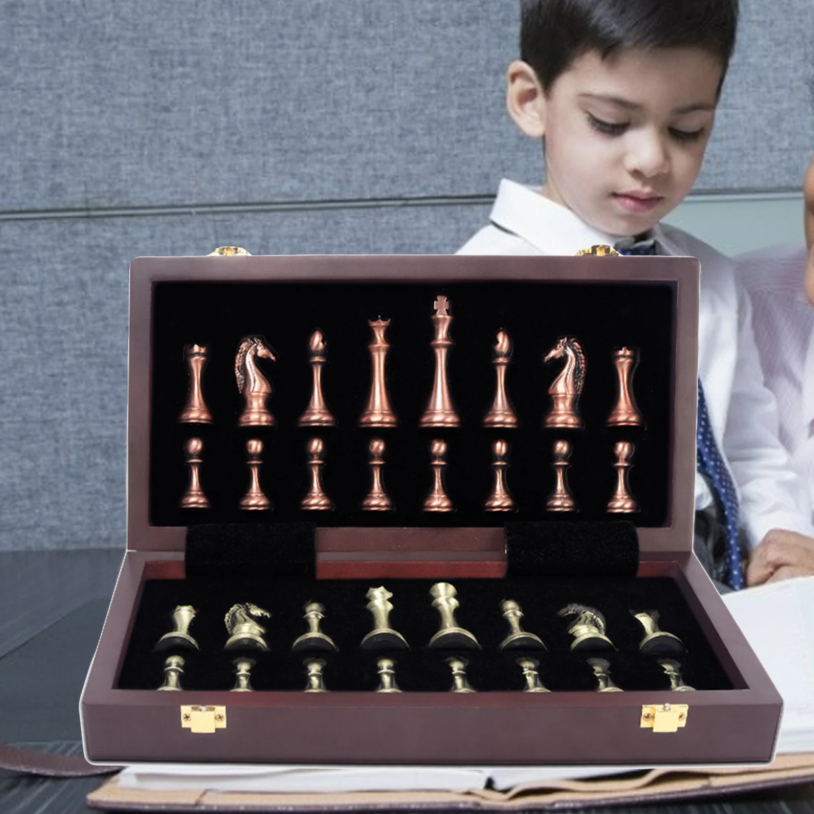 Набор металлических шахматных игр высококачественные деревянные шахматные