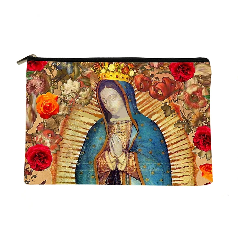 

Женская косметичка с принтом Девы Марии, Модный женский органайзер для косметики, красочная дорожная сумка для хранения для женщин