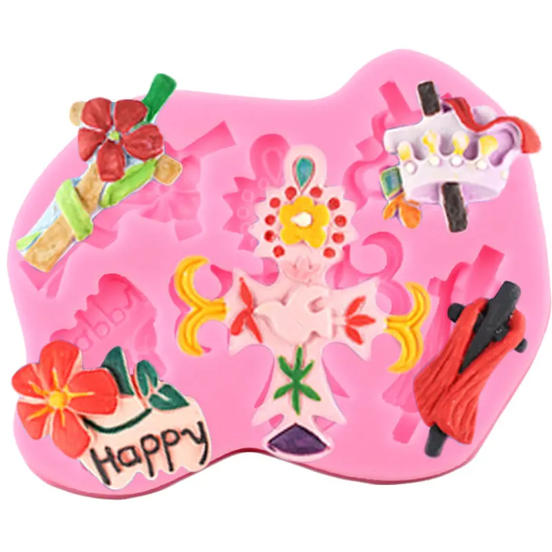 

Crown Flower Cross Silicone Mold Cake Decorating Tools DIY Cupcake Topper Fondant Mould Chocolate Candy Polymer Clay Moulds