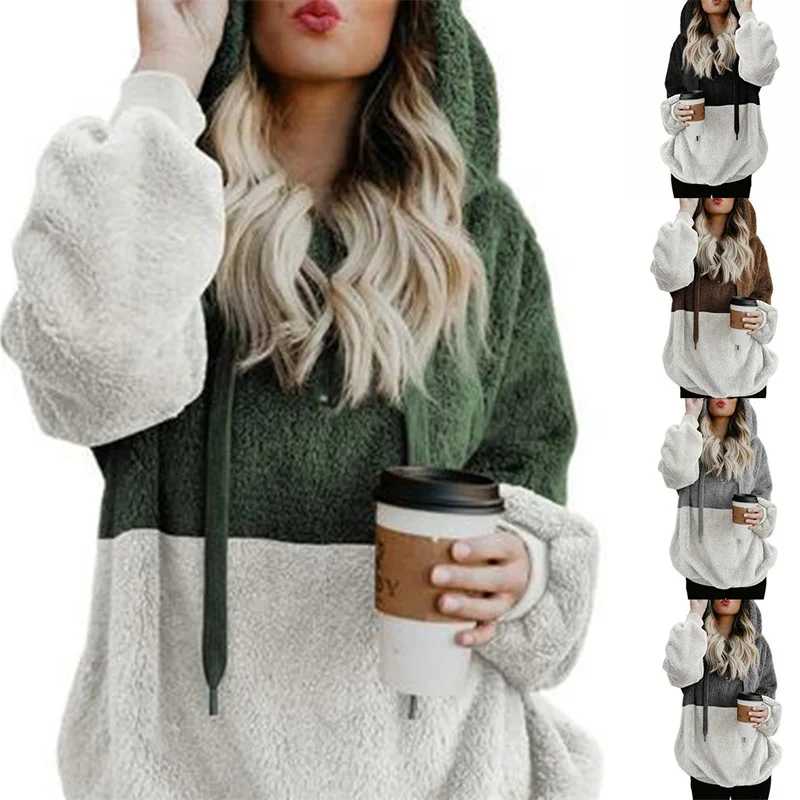 

Новинка, свитер, Женское пальто из искусственного меха с мишкой Тедди, свитера, женская модная куртка с капюшоном, пушистая куртка, женская з...